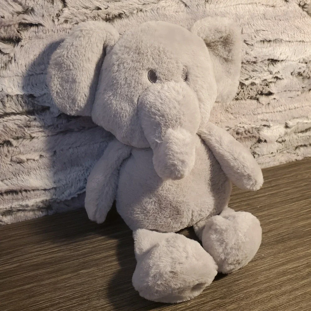 Kellytoy Gray Grey Elephant Crinkle Ear Rattle Plush 12
